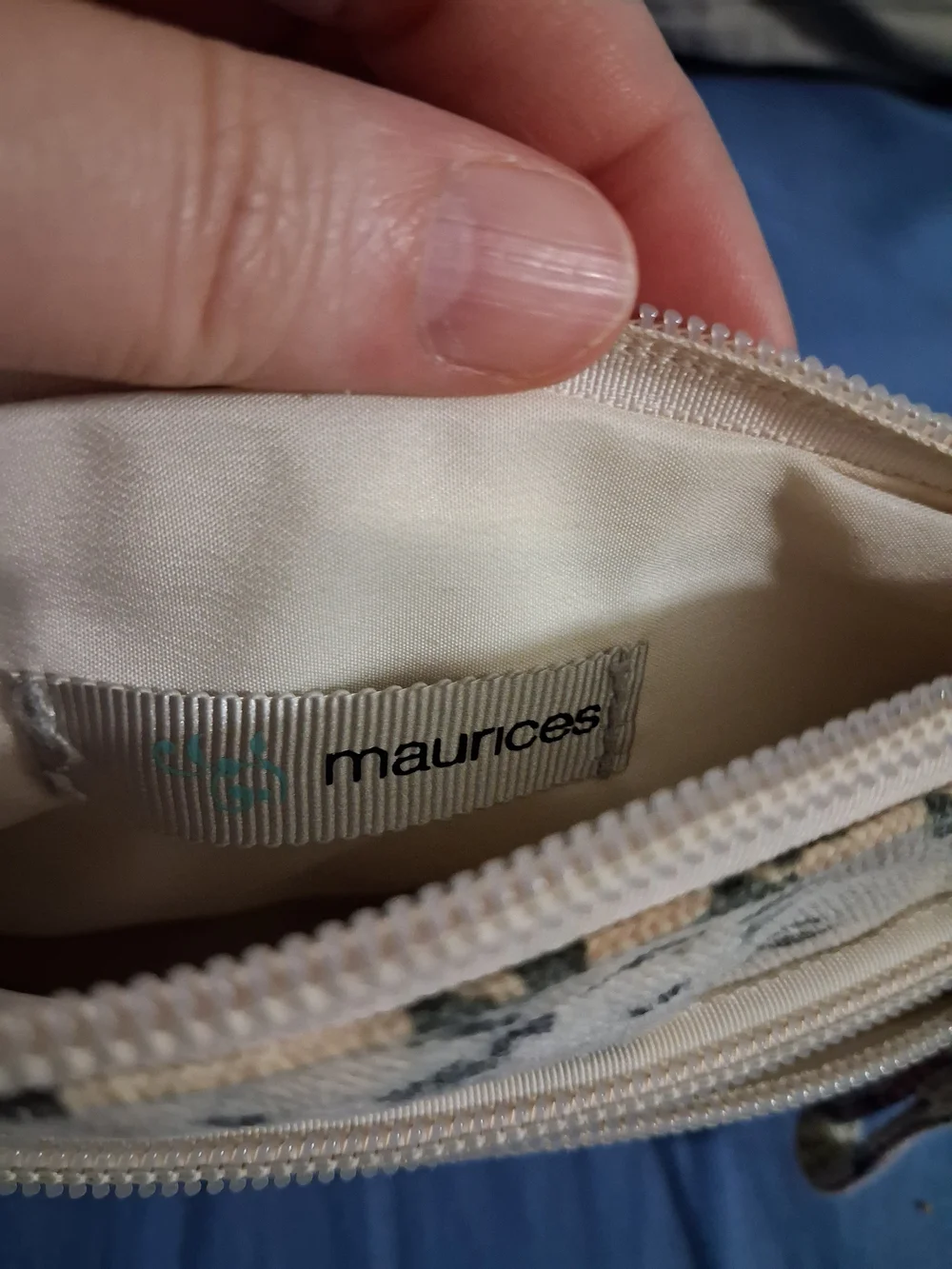 Maurices Floral Canvas Wristlet in Beige with Multicolor Flowers